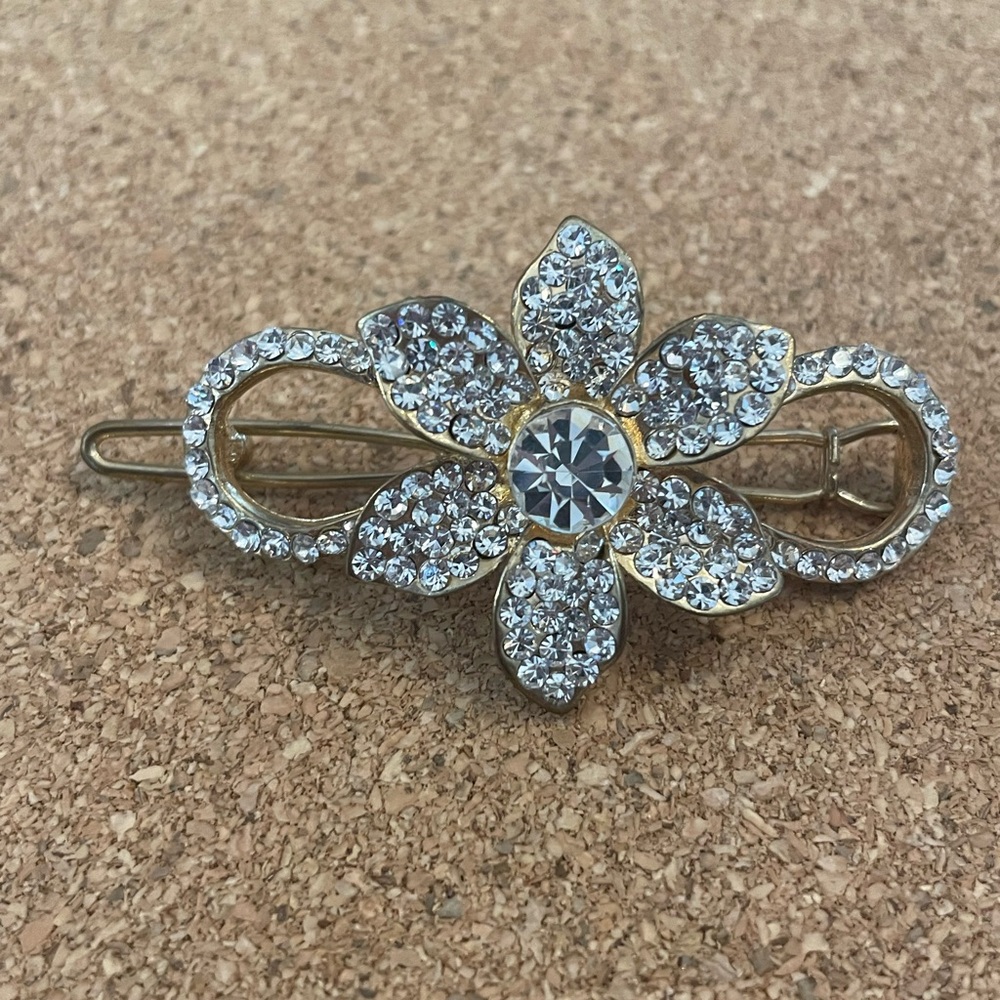Flower Gold Crystal hair clip